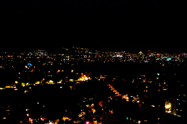 Santiago de Chile’s lights from the top of the W hotel