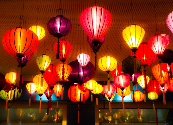 Lamps in a Vietnamese restaurant