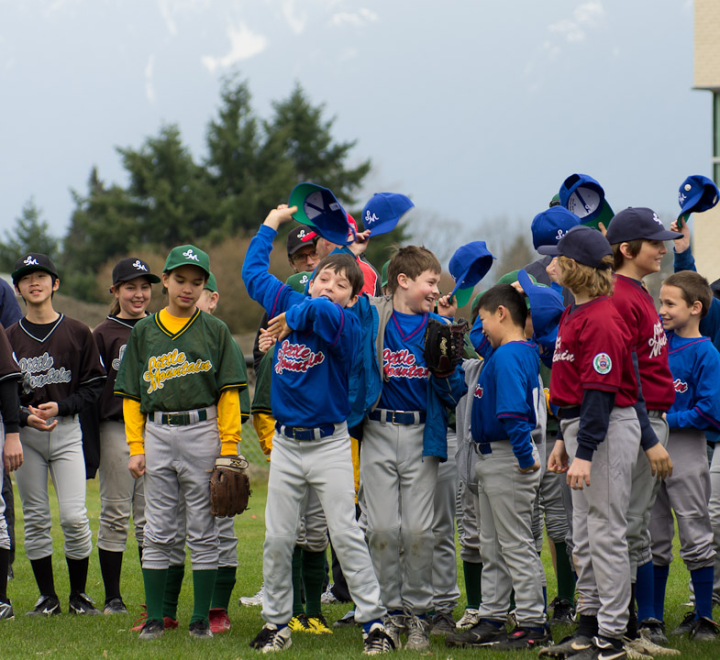 Little Mountain Baseball little leaguers in the opening-day ceremony