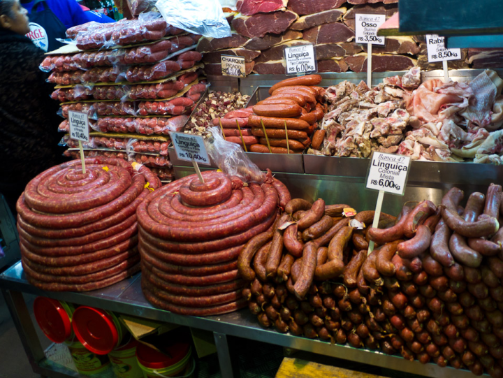 Butcher stand at Porto Alegre central market