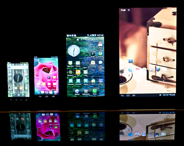 Four Andoid devices in the dark Four Andoid devices in the dark