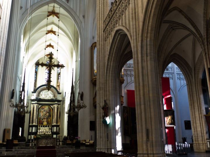 Inside Antwerp cathedral