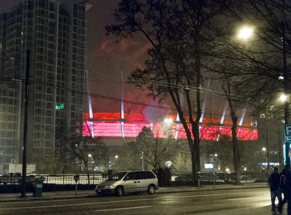 BC Place in a snowstorm