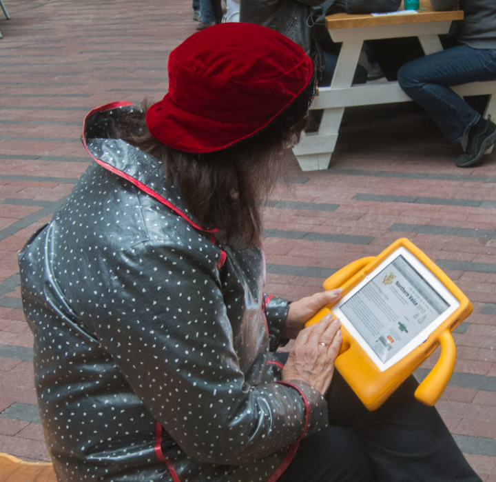 Woman with Gumby iPad case