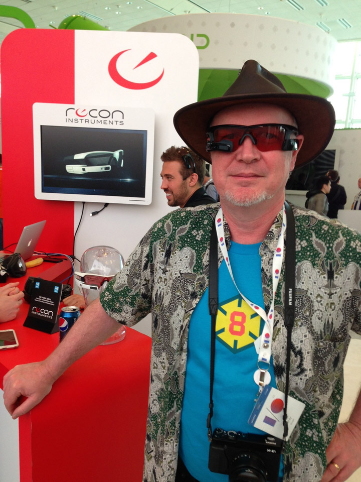 Tim wearing an engineering prototype of the Recon Jet heads-up display