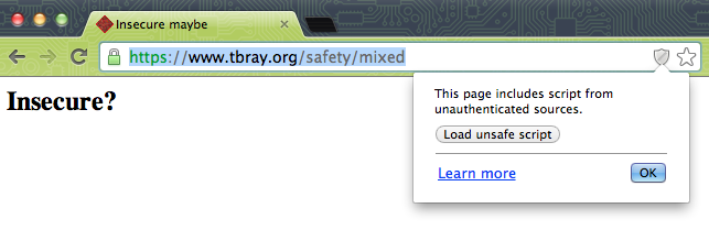 Chrome, mixed-security-content site