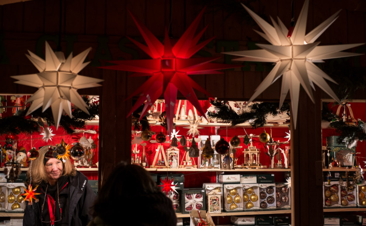 Christmas-decorations booth at Vancouver’s Christmas Market