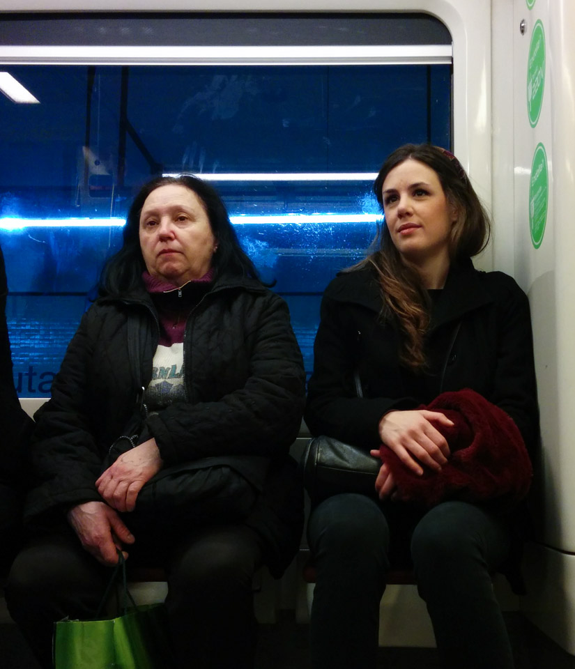 Two women on Barcelona subway