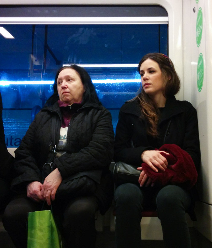 Two women on Barcelona subway