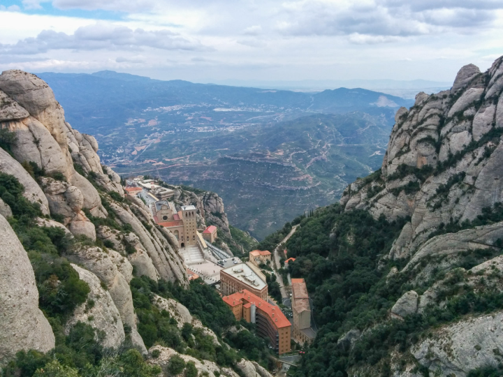 Looking down on Montserrat Abbey Looking down on Montserrat Abbey