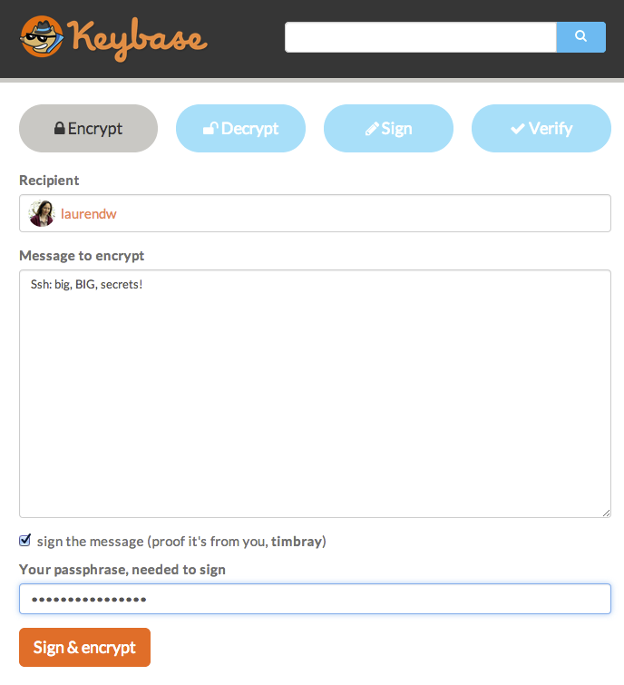 Encrypting a message in Keybase Encrypting a message in Keybase