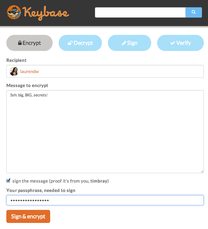 Encrypting a message in Keybase