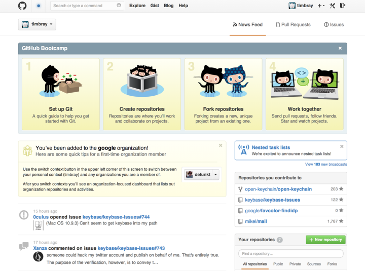 GitHub’s front page