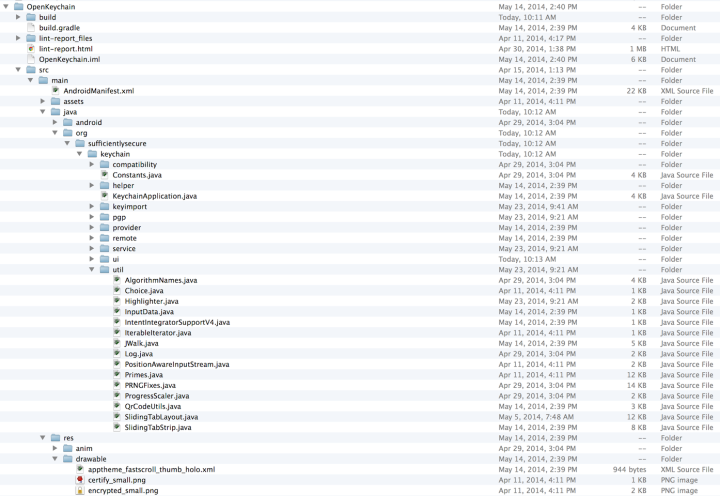OpenKeychain source files