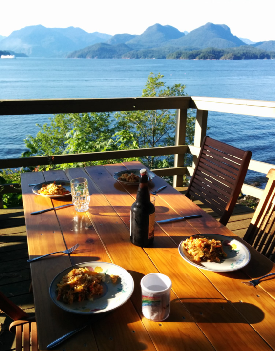 Biryani on the table at the cabin