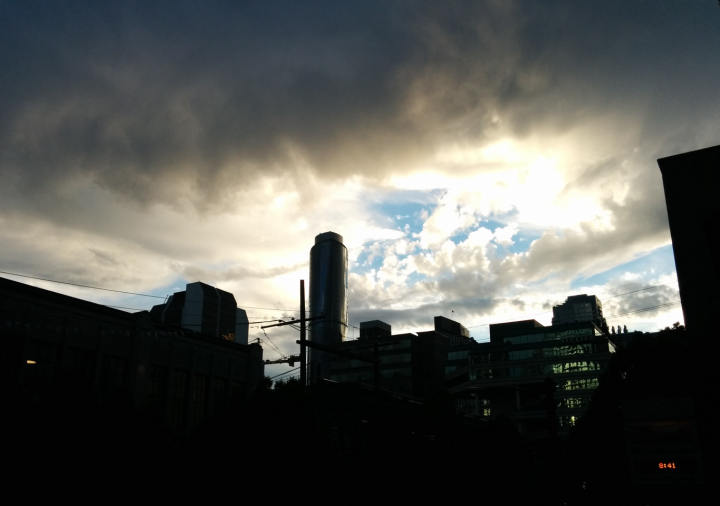 The sky outside the Orpheum