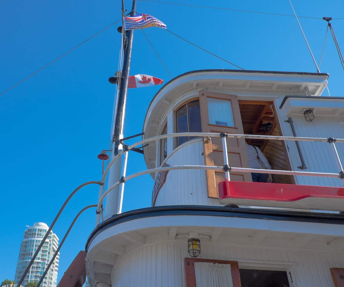 Looking up at a tugboat bridge