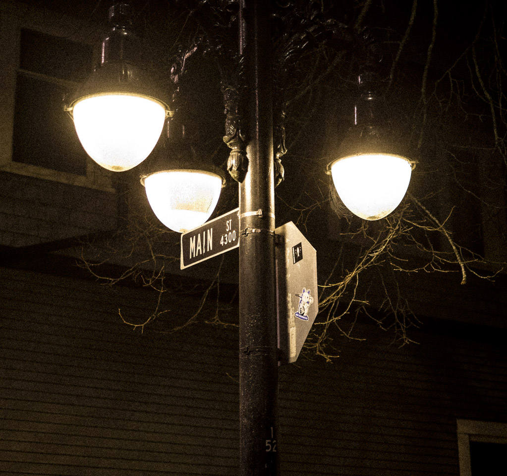 Streetsign at night