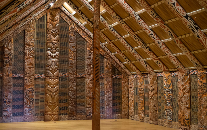 Māori meeting house interior at the Auckland War Memorial Museum