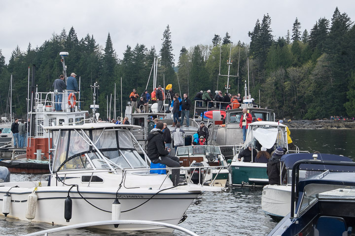 Boats rafted up to watch the Annapolis sinking