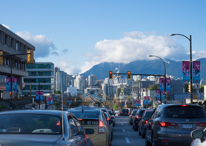 Vancouver, traffic, sun