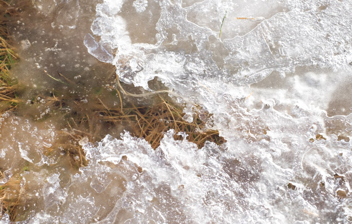 Prairie ice melting in spring