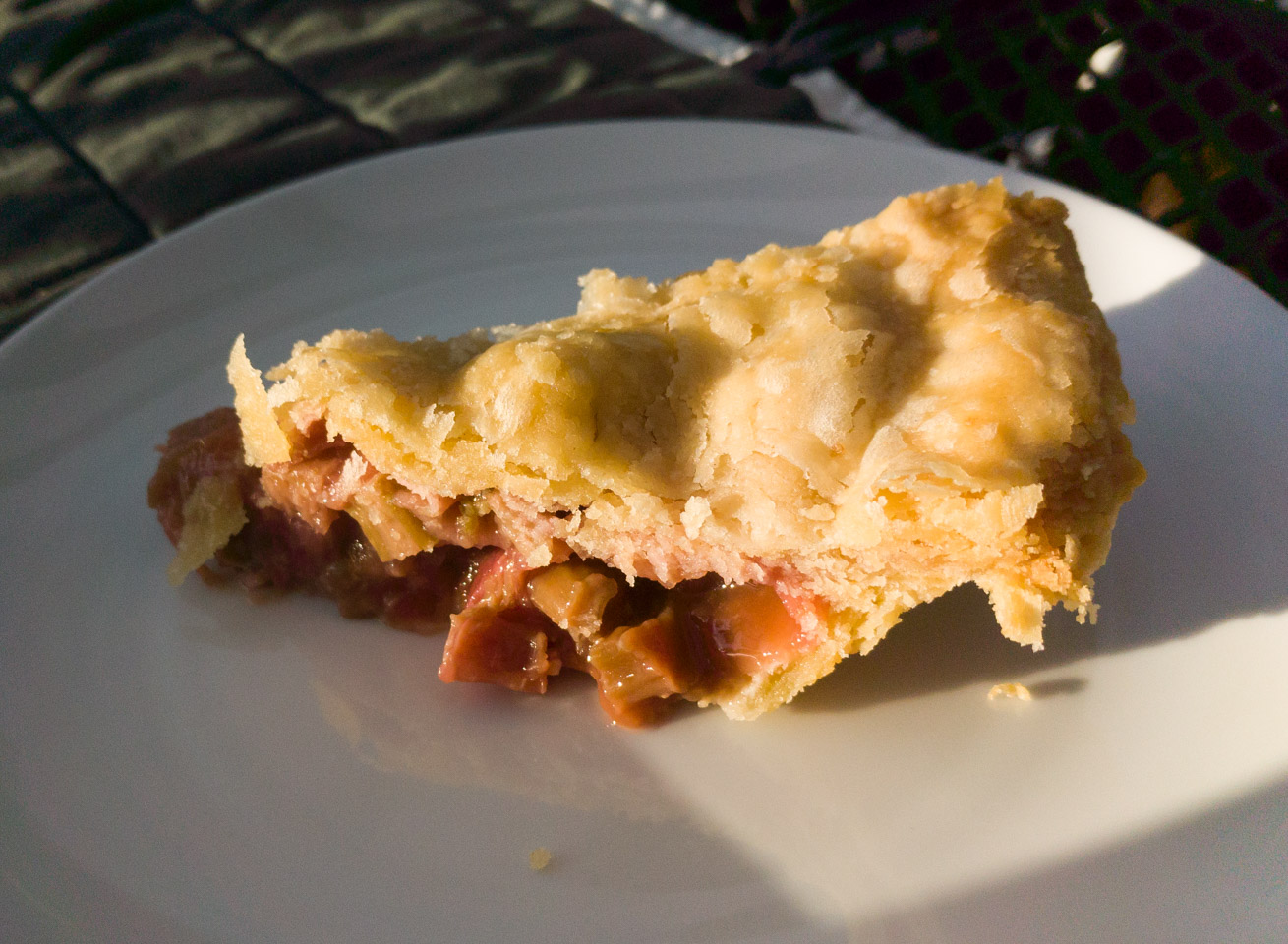 A piece of rhubarb pie