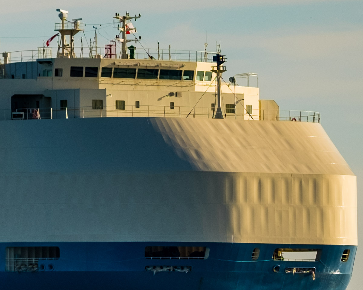 Car freighter, close-up