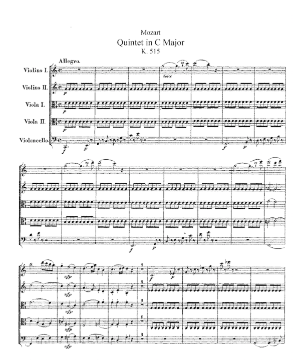 K 515, String Quintet No. 3 in C Major