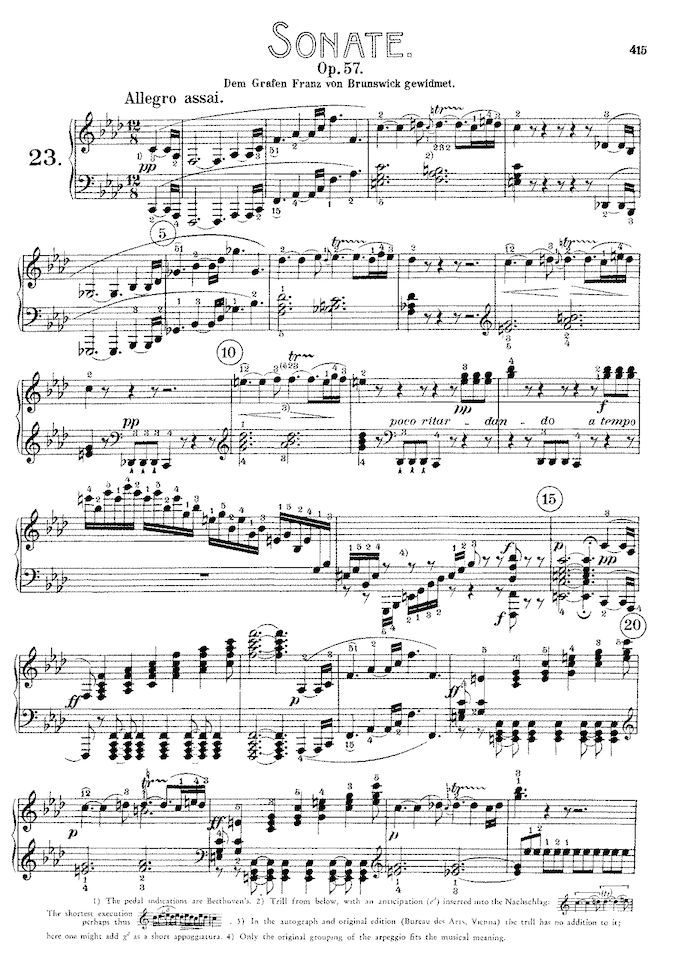 First page of the first movement of Beethoven’s Appassionata