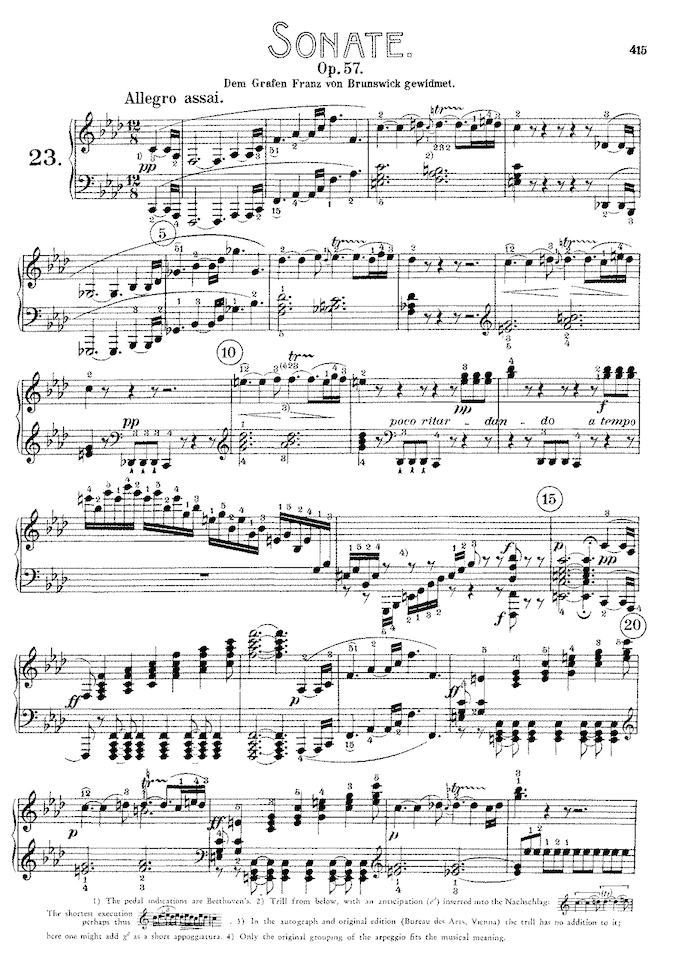 First page of the first movement of Beethoven’s Appassionata First page of the first movement of Beethoven’s Appassionata
