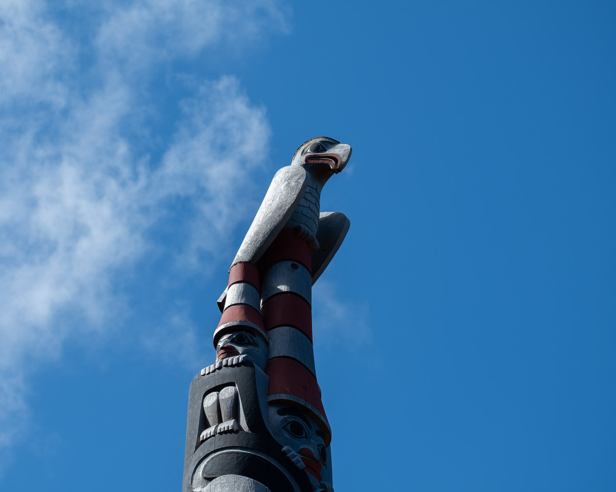 Totem pole at Windy Bay at Lyell Island