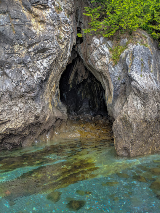 Water and cave in Haida Gwaii
