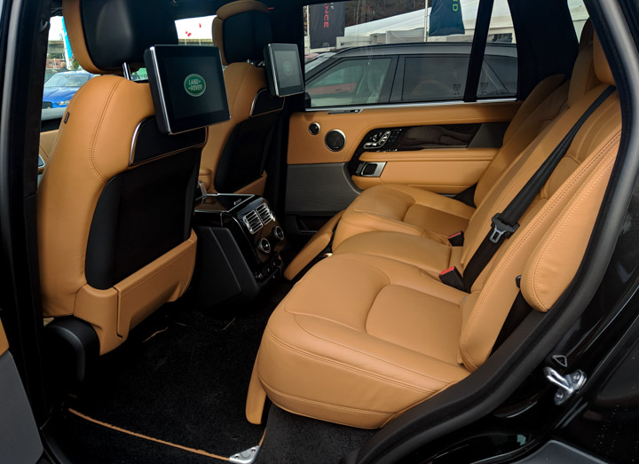 Back seat of a large Range Rover