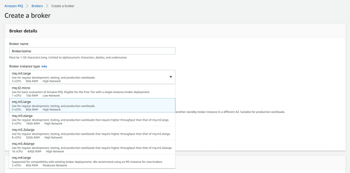 Launching an Amazon MQ broker