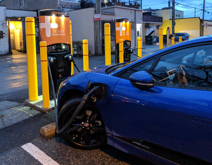 I-Pace at fast charger I-Pace at fast charger