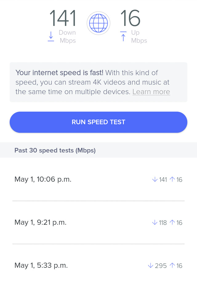 Eero network speed tests