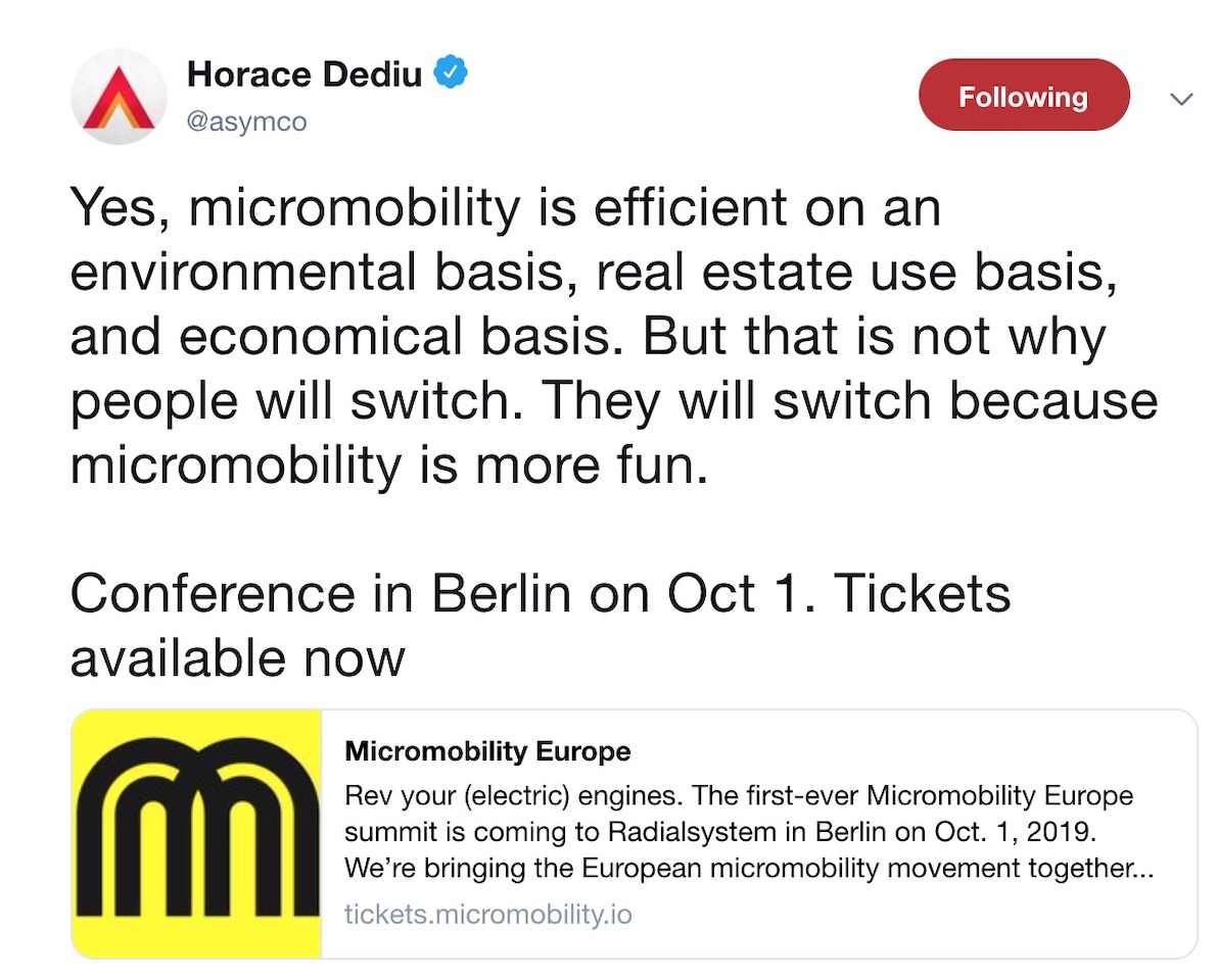 Horace Dediu on Micromobility