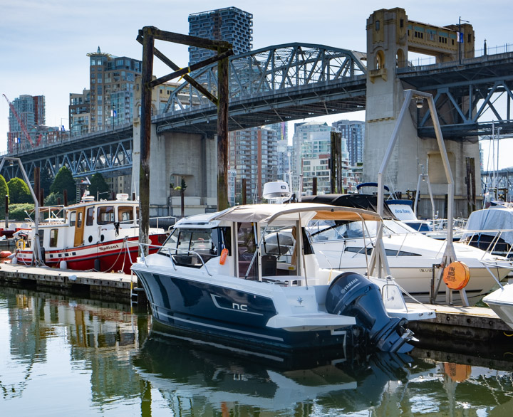 Jeanneau NC 795 under Vancouver’s Burrard Bridge