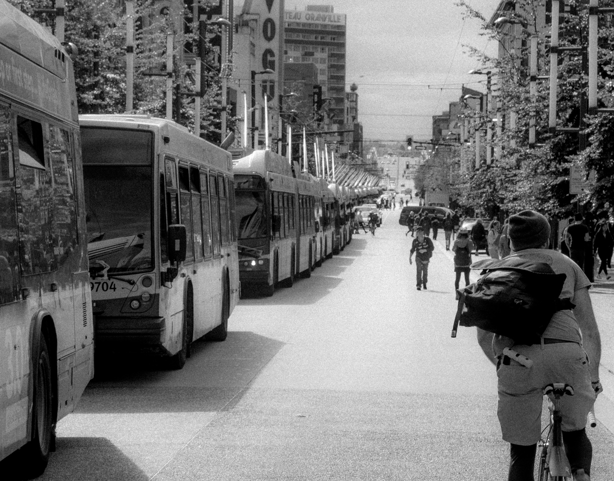 Halted Buses at the Climate Strike