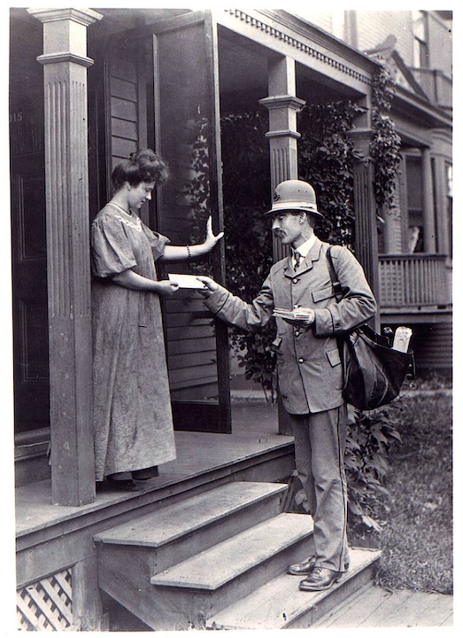 Postman delivers letter