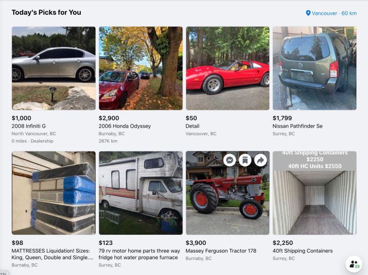 Facebook Marketplace front page Facebook Marketplace front page