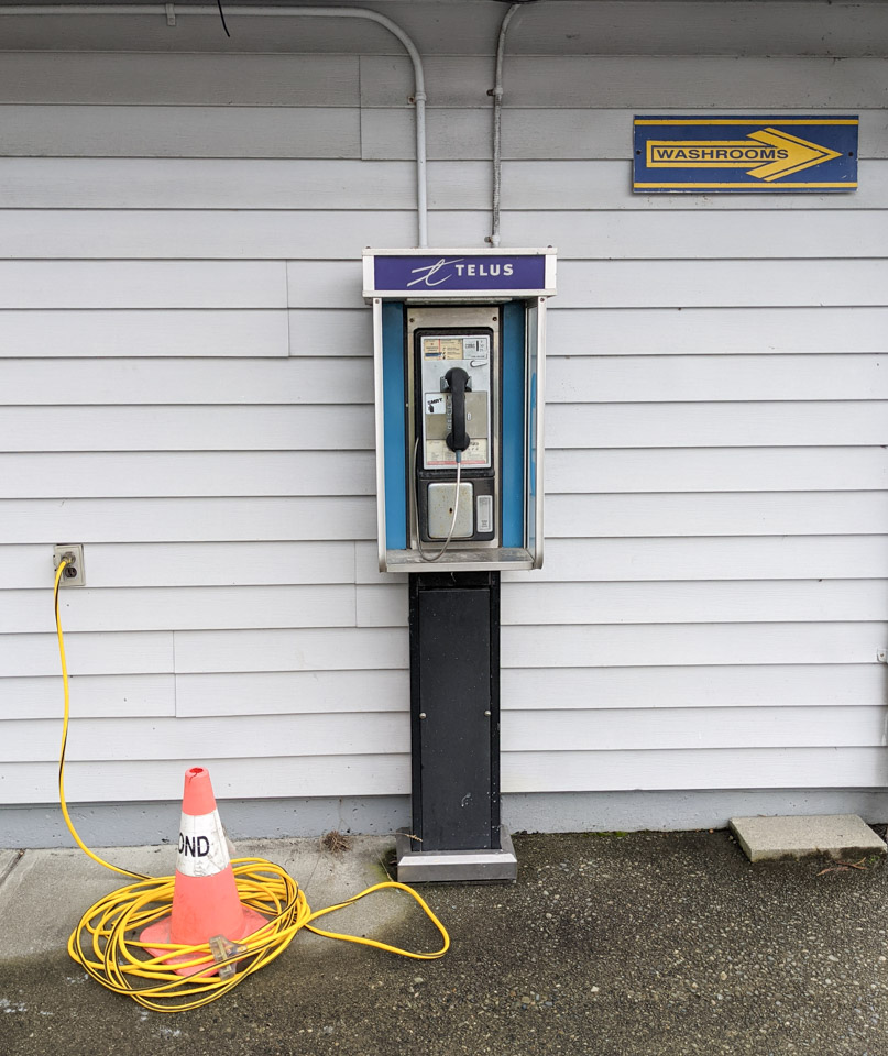 Pay phone (!) in McDonald Park on Sea Island, Vancouver