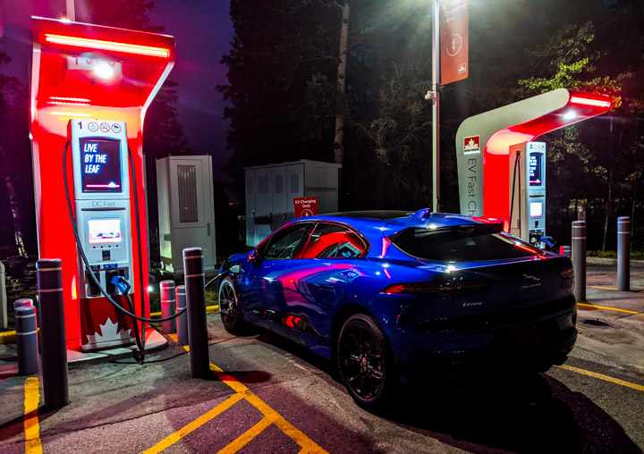 Charging at a Petro-can in Canmore, Alberta