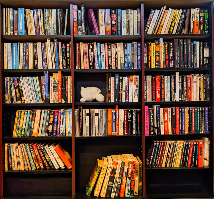 Bookcase full of pulp fiction Bookcase full of pulp fiction