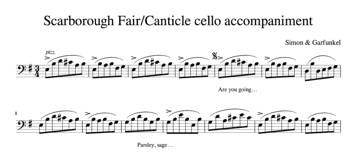 Scarborough Fair/Canticle for voice/cello; main part