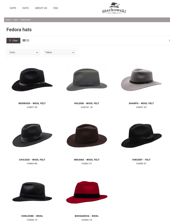 Hats from Sterkowski of Poland for sale