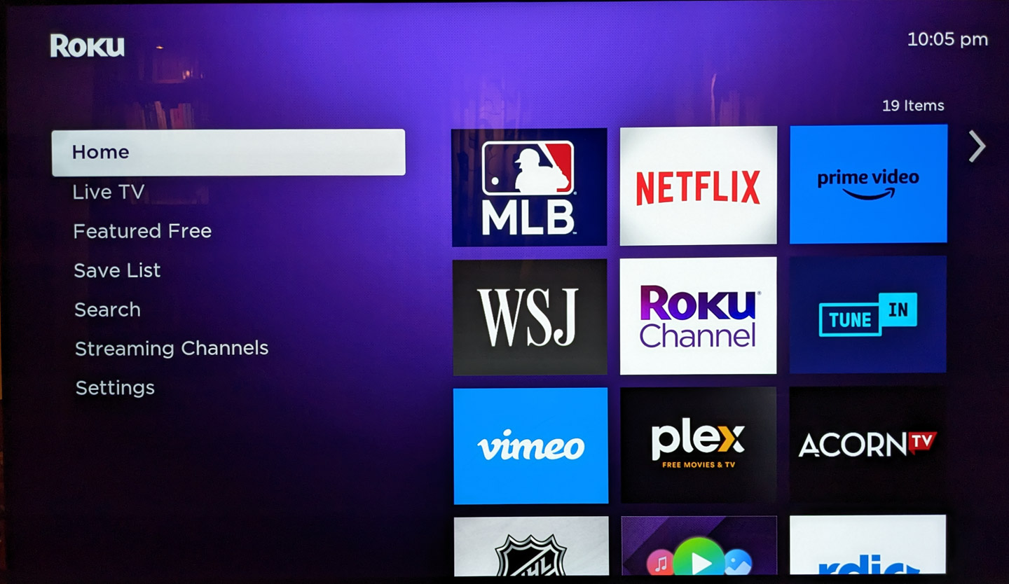 Roku home screen