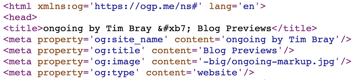 Open Graph markup in the ongoing blog file header