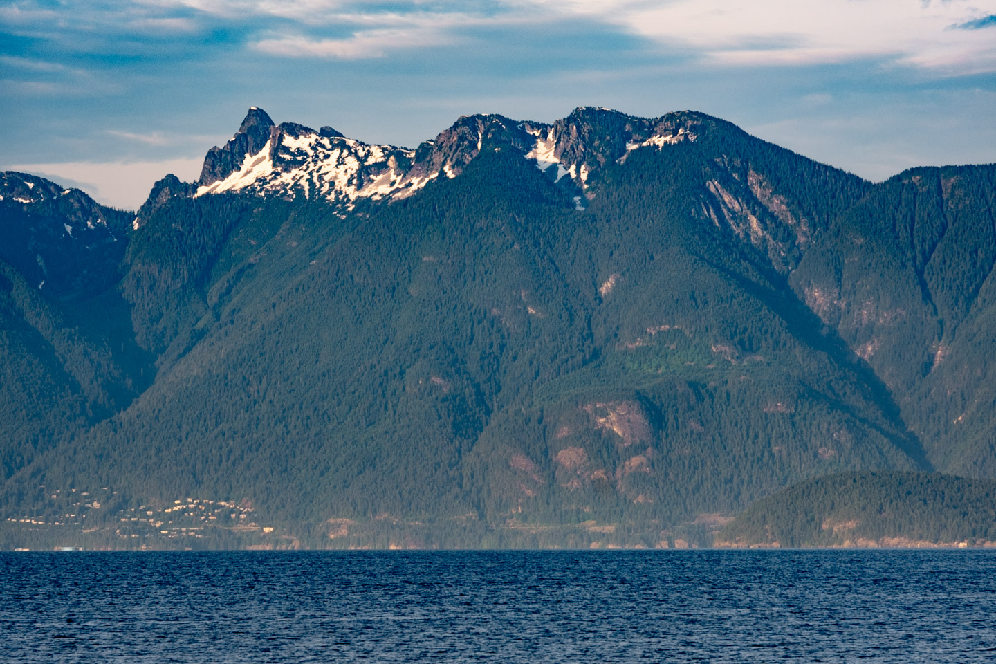 Mountains over Lions Bay, BC, taken from Keats Island